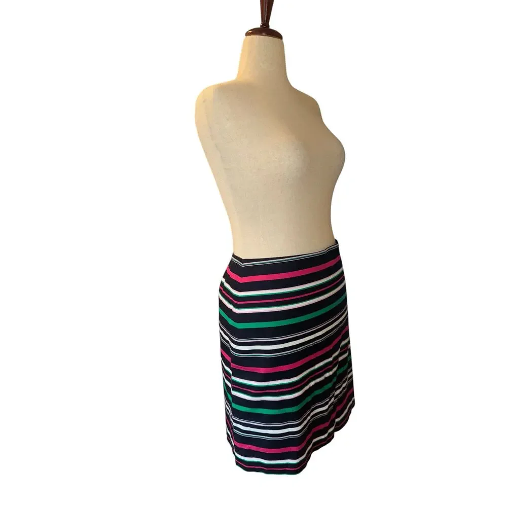 Talbots Skirt | Navy‎ Striped | Side Zip | Lined | Petite 14
